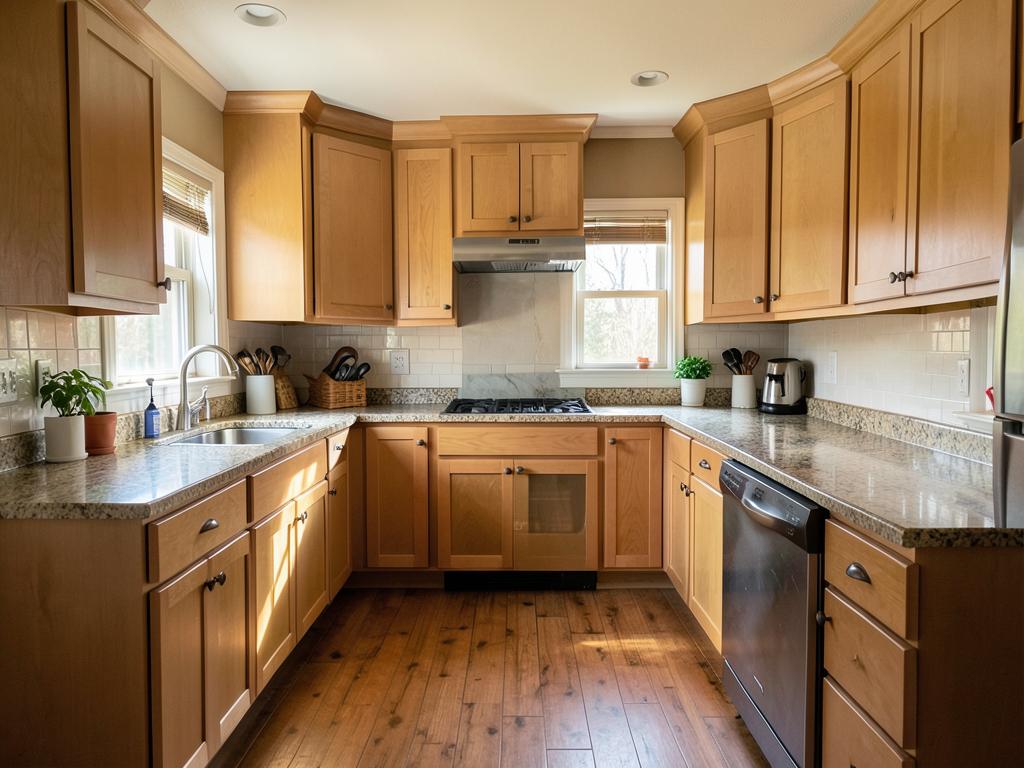 Cocina residencial recién remodelada con acabados nuevos