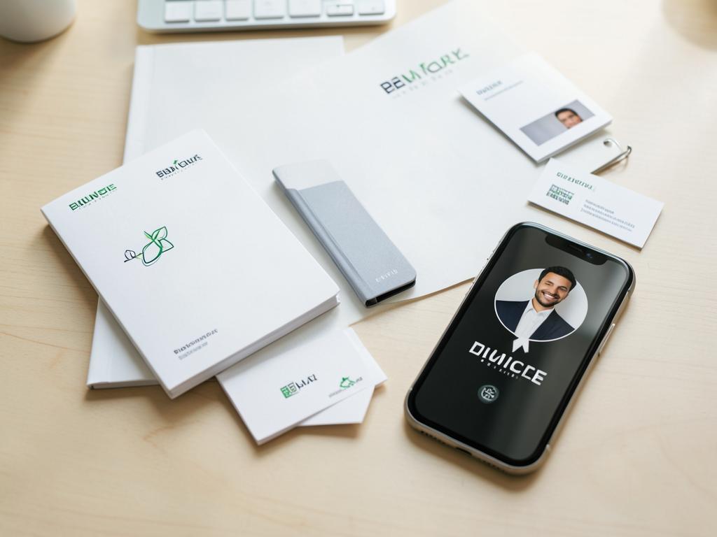 Identidad profesional aplicada a documentos, tarjetas y perfil digital